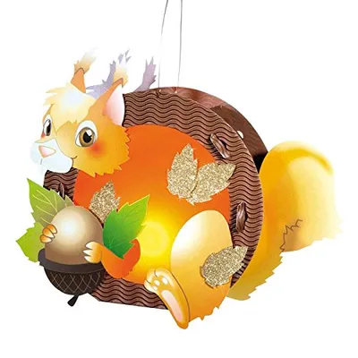 Produktbild von folia 94104 - Laternen Bastelset Eichhörnchen, ca. 34 x 29 x 11 cm - Komplettset zur Erstellung einer wunderschönen Laterne