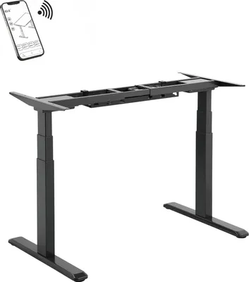 Image de Pied de bureau motorisé assis-debout, Hauteur 62- 128 cm, Noir