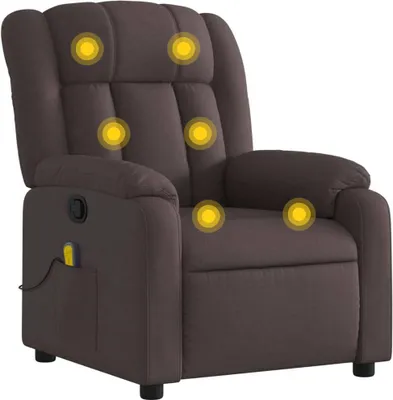 Image de vidaXL Fauteuil de massage brun foncé Tissu