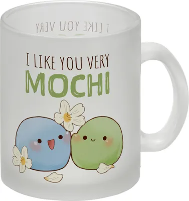 Produktbild von Mochi Freunde Glas Tasse mit Spruch I like you very Mochi