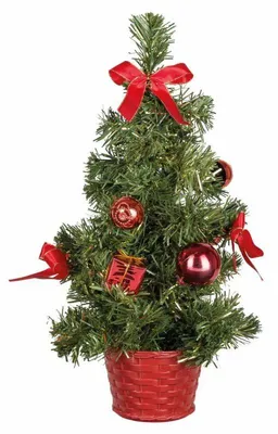 Produktbild von Deko Weihnachtsbaum rot geschmückt 10 LED warmweiß 35cm batteriebetrieben
