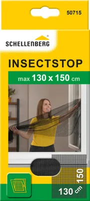 Produktbild von Schellenberg Fliegengitter für Fenster, Insektenschutz ohne bohren, zuverlässiger Schutz gegen Mücken, Fliegen und Insekten mit Befestigungsband, 130 x 150 cm, anthrazit, 50715