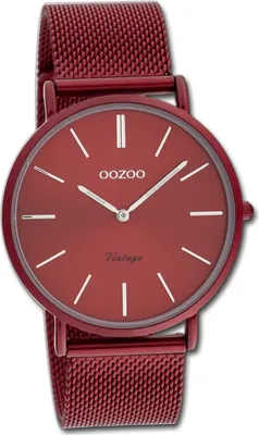 Produktbild von Oozoo Edelstahl Damen Uhr Analog Quarzuhr Armband rot Vintage Series D2UOC20001