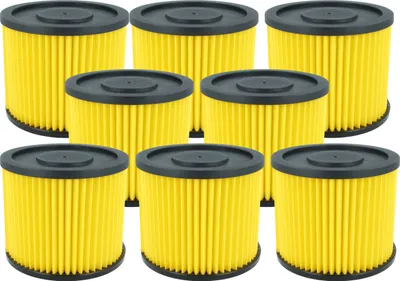 Produktbild von vhbw 8x Faltenfilter kompatibel mit Lidl Parkside PNTS 1300 E4, 1300 F5, 1300, 1400, 1300 A1, 1300 B2, 1300 C3 Staubsauger - Patronenfilter Gelb