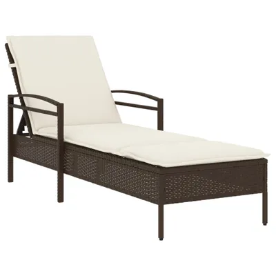 Produktbild von Sonnenliege mit Auflage Braun 63x200x81 cm Poly Rattan