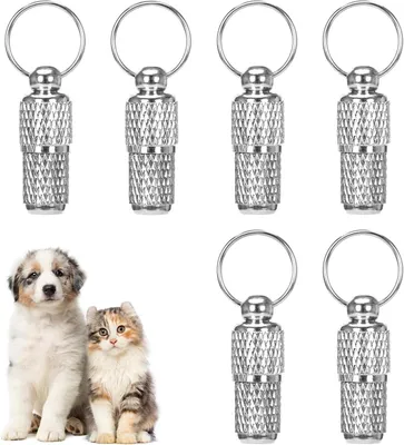Productafbeelding van Adres Hangers Huisdieren - ID Penning Huisdier - Verloren Huisdier Vinden - Waterdicht Schroefontwerp - 6 stuks - Zilver