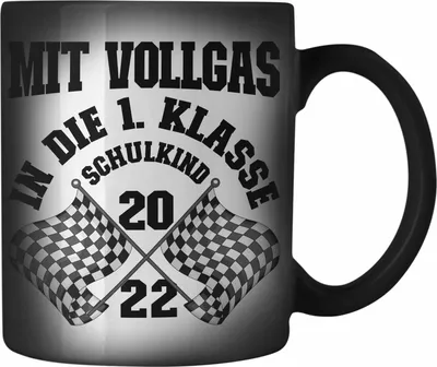 Produktbild von Trendation - Einschulung Junge Geschenk für Schultüte Füllung Farbwechsel Zauber-Tasse Schulstart 1. Schultag Schuleinführung Schulanfang Geschenkidee Schulkind 2022 (Schwarz)