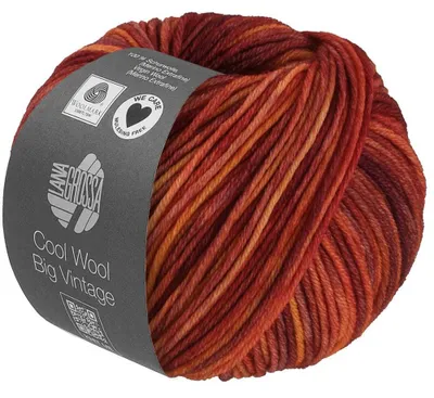 Produktbild von Lana Grossa Cool Wool Big VINTAGE 50 g Ton-in-Ton gefärbte Wolle in Vintage-Optik 120 m Farbe 7188 - Orangebraun