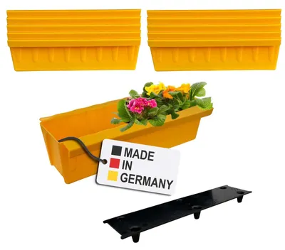 Produktbild von BURI 10 Euro-Paletten Blumenkästen-Einsätze inkl. Bewässerungsmatte | mit Hängesystem zum Einhängen | 37,3cm Gelb | Pflanzkasten für Europalette Palette | Balkonkasten | Blumentopf | sehr stabil