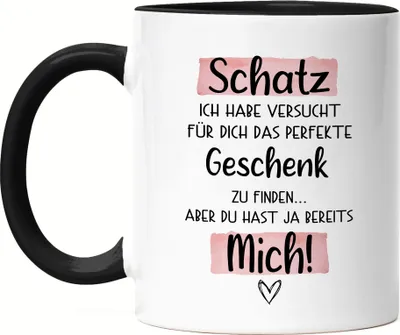 Produktbild von Schatz Geschenk Tasse Schwarz Mit Spruch Ehefrau Freundin Partnerin Humor Sarkasmus Geschenkidee