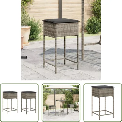Immagine prodotto di The Living Store Sgabello da giardino con cuscino 2 pz. Poli Rattan grigio