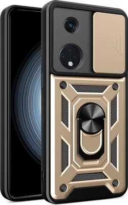 Image de Etui pour Oppo Reno8 T 5G avec anneau, support, protection de l'appareil photo, bumper TPU, étui en silicone or