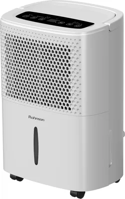 A white Rohnson dehumidifier is shown against a white background.