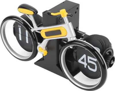 Obrázok produktu pre Bicykel Flip hodiny bicykel v tvare Flip hodiny batérie prevádzkované Retro ročník Flip dole stolové hodiny mechanické hodiny pre domácu kanceláriu žltá