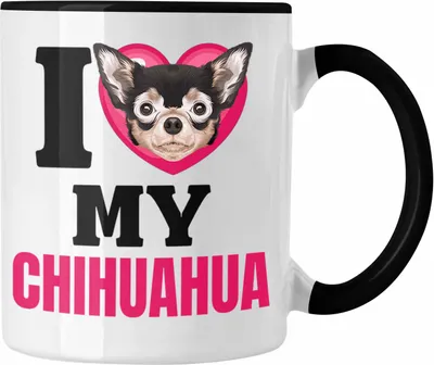 Produktbild von Trendation - Chihuahua Besitzerin Tasse Geschenk Lustiger Spruch Geschenkidee I Love My Chihuahua (Schwarz)