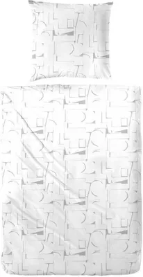 Produktbild von Hahn Seersucker Bettwäsche Muster Weiß 155x220 cm + 80x80 cm