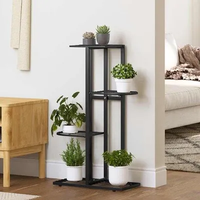 Produktbild von Blumenständer - 4 Etagen - 43 x 22 x 76 cm - Schwarz