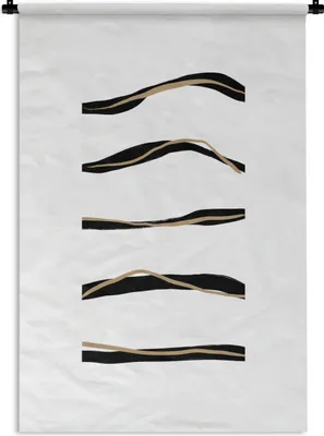 Produktbild von MuchoWow® Wandteppich Wandbehang Linie - Schwarz - Design 60x90 cm Tapisserie Dekoration Wandtuch - Foto-Teppich - Abwaschbar