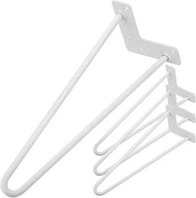 Obrázek produktu pro Sada čtyř ocelových nohou pro stoly a nábytek – výška 41 cm, bílá barva