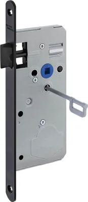 Produktbild von DORMAKABA Einstemmschloss Solo KUF, Stulp Edelstahl schwarz matt RAL 9005