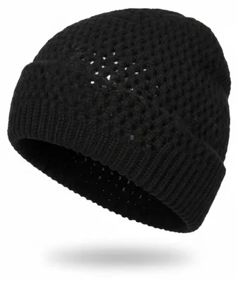 Produktbild von styleBREAKER Uni Grobstrick-Beanie Ajour, Schwarz