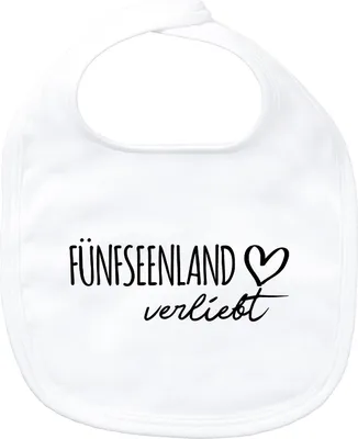 Produktbild von Huuraa Baby Lätzchen Fünfseenland verliebt White Klettverschluss  Baumwolle Latz Geschenkidee