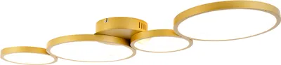 Produktbild von QAZQA - Modern Deckenleuchte I Deckenlampe I Lampe I Leuchte Gold I Messing inkl. LED 3-stufig dimmbar 4-flammig - Lupolo Dimmer I Dimmbar I Wohnzimmer I Schlafzimmer - Aluminium Länglich - I (nicht a