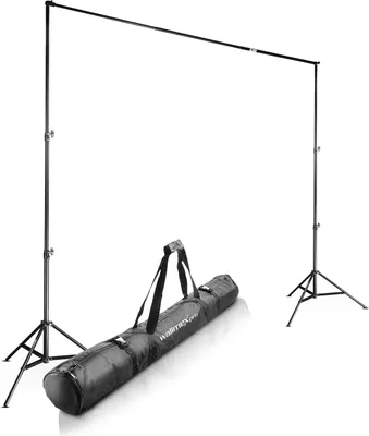 Produktbild von Walimex pro Teleskop Hintergrundsystem L 120-307 cm breit, Fotohintergrund System 102-256 cm hoch, Lampenstativ 5/8'' Spigot, für Fotografie, Video u. Green Screen, für Leinwände aus Papier u. Stoff