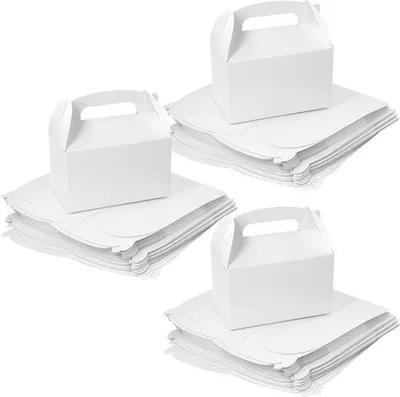 Image de Boîtes cadeaux blanches, dimensions 16 x 9,5 x 9,5 cm, avec poignées, boîtes réutilisables pour les fêtes, les mariages et les emballages d'expédition