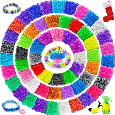 Produktbild von Loom Bänder Gummibänder Nachfüllset - 12300 Stück - 60 Farben - 10 leuchtend im Dunkeln