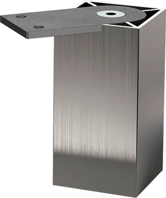 Produktbild von EBB Möbelfuß Capri 50x50mm, Höhe 150mm - Sockelfuß 10mm Höhenverstellbar, Aluminium Edelstahl Effekt