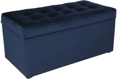 Obrázok produktu pre mg dizajnová čalúnená stolička, 45x90 cm, farba modrá - mäkký sedák, skladacia s úložným priestorom (105 l) vydrží zaťaženie do 100 kg