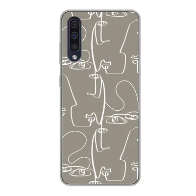 Produktbild von MuchoWow® Handyhülle Schutzhülle Hülle für Samsung Galaxy A50 Muster - Kopf - Strichzeichnung Silikon Softcase Handy Hülle - Mobiltelefonhülle