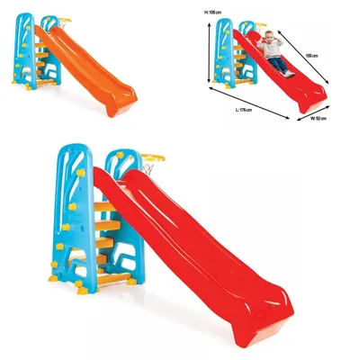 Produktbild von Pilsan Kinderrutsche 06142 mit Basketballkorb und Ball, 152 cm Rutschlänge