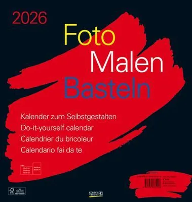 A cover page for a DIY calendar with text and brush stroke graphics.