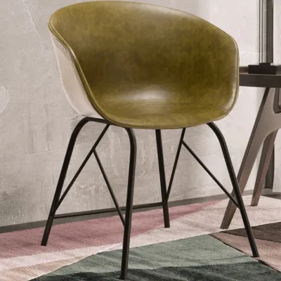 Produktbild von 2er-Set LEWIS | Schalenstuhl | Grün | Leder | Hotelstuhl, Retrostuhl
