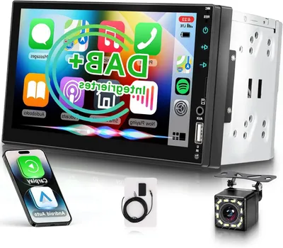 Zdjęcie produktu dla Radio samochodowe - radio DAB+ - radio 1 DIN - radio Bluetooth - CarPlay - Android Auto - 7-calowy ekran dotykowy HD IPS