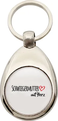Produktbild von Huuraa Schlüsselanhänger Schwiegermutter mit Herz Metall Schlüsselring Einkaufswagenchip Geschenkidee