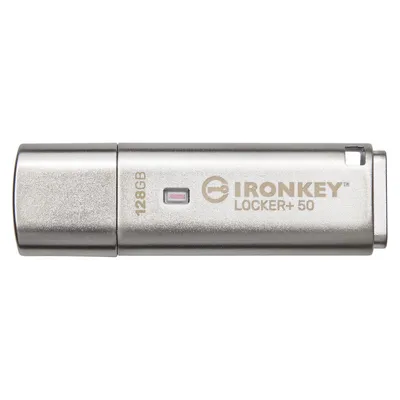 Produktbild von Kingston USB-Stick IronKey Locker+ - USB 3.2 Gen 1 (3.1 Gen 1) - 128 GB - Silber