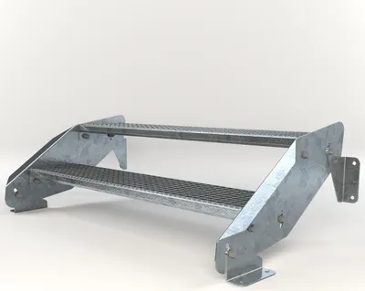 Produktbild von Stahltreppe 2 Stufen bis Höhe 44 cm, Laufbreite : 120 cm kein Geländer ST 3 (31 / 9 mm schmal)