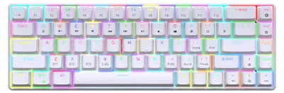 Produktbild von 68 Tasten Mechanische Tastatur Hot-Swap-fähig Roter Schalter RGB-Hintergrundbeleuchtung Kabellos/Kabelgebunden/BT 5.0 Weiß 3 Modi