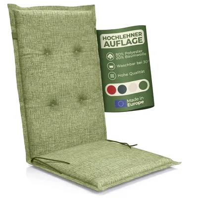 Produktbild von Hochlehner Auflage Florence– Gartenstuhlauflage Hochlehner, Sitzkissen Stuhl, Stuhlkissen & Outdoor Kissen für Gartenmöbel, Farbe:Grün, Anzahl:1