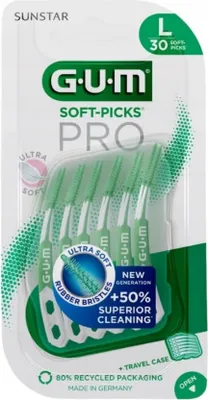 Zdjęcie produktu dla GUM Soft-Picks PRO, L, Termoplastyczny elastomer, Polipropylen (PP), 30 szt., Blister