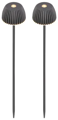 Immagine prodotto di Briloner Set di 2 luci da esterno senza fili 78,5cm 1,5W 130lm 2700K bianco caldo IP44 antracite - Lampada con picchetto giardino balcone terrazza