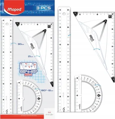 Produktbild von Maped Start Maxi Geometrie-Set, 3-teilig, 30 cm Lineal, Geodreieck und Winkelmesser