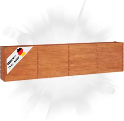 Produktbild von DELUKE® Hochbeet aus Cortenstahl ISAK | unten offen | Pflanzenbeet Gartenbeet Metall Blumenbeet Beet hoch Frühbeet für Garten Gemüsebeet, 320x40x77cm