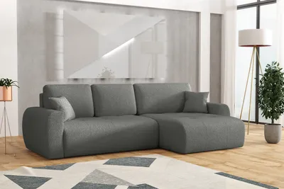 Produktbild von Emoebel24 Ecksofa mit Schlaffunktion und Bettkasten, Sofa L-form 280x142x87 cm UNO Grau