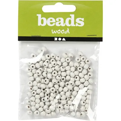 Image de perles en bois blanches 0,5 cm 150 pièces