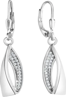 Produktbild von V Ohrhänger 925/- Sterling Silber 3,5cm weiß Zirkonia weiß 025230120