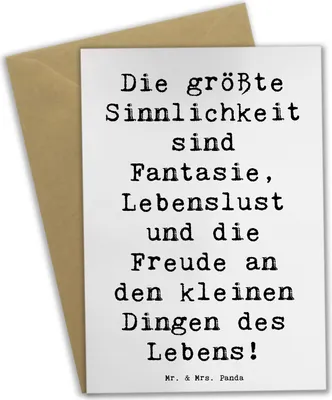 Produktbild von Mr. & Mrs. Panda Grußkarte Spruch Sinnlichkeit und Freude - Weiß - Geschenk, weihnachtskarten, Grußkarten, einladungskarten, Klappkarte, Düfte, Liebevoll gestaltet, Zitat
